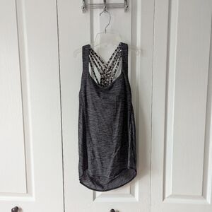 Lululemon athletic tank top with bra cheetah print straps size small 2
